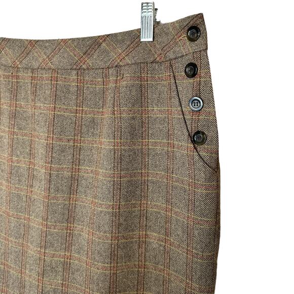 Pendleton Virgin Wool Tiny Houndstooth Plaid Knee Length Straight Skirt Size 14 - Picture 3 of 7